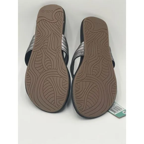 NEW Olukai Mahina Steel Black Natural Flip Flop Sandals Women's Size 10 Beach
