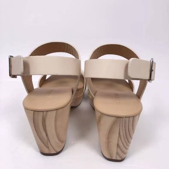 NEW OpBx Nisolo Open Toe Clogs Wooden Heel Sandals Shoes Platform Size 6.5 Bone