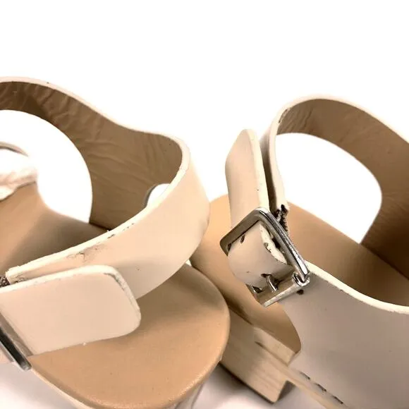 NEW OpBx Nisolo Open Toe Clogs Wooden Heel Sandals Shoes Platform Size 6.5 Bone