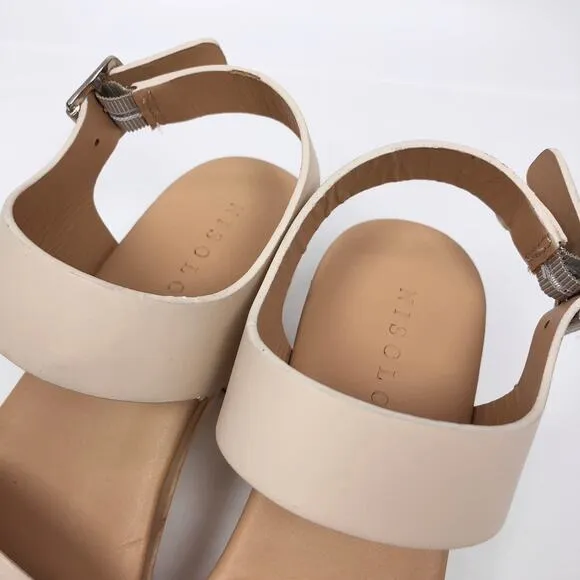 NEW OpBx Nisolo Open Toe Clogs Wooden Heel Sandals Shoes Platform Size 6.5 Bone