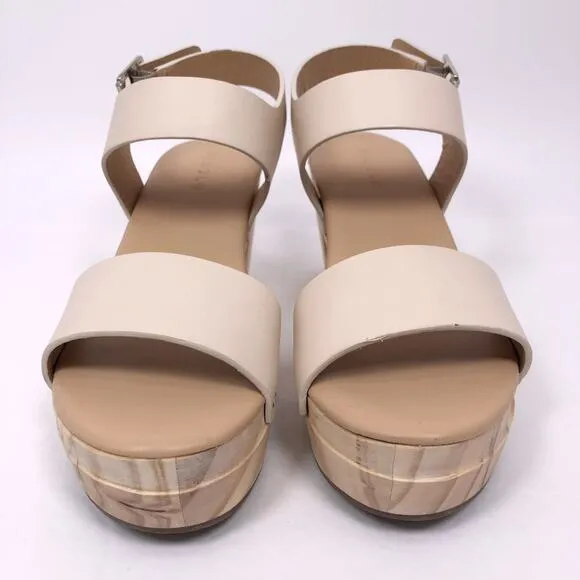 NEW OpBx Nisolo Open Toe Clogs Wooden Heel Sandals Shoes Platform Size 6.5 Bone