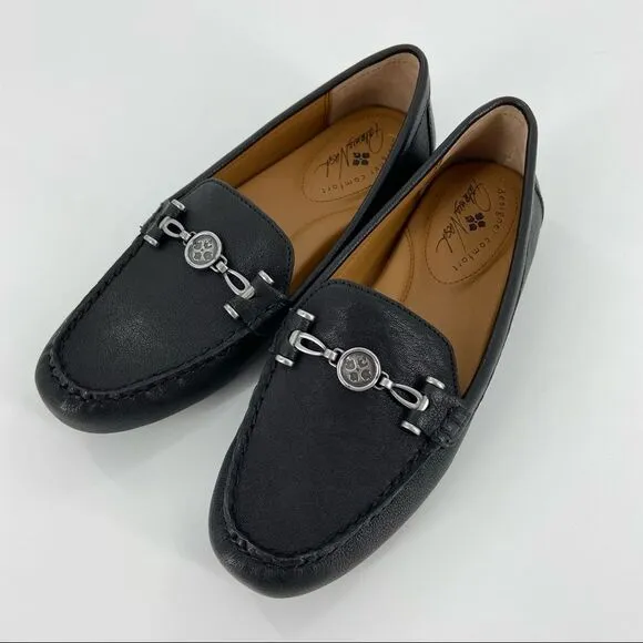 NEW Patricia Nash Black Trevi Slip On Leather Moc Casual Loafers Size 6