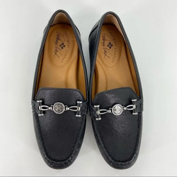 NEW Patricia Nash Black Trevi Slip On Leather Moc Casual Loafers Size 6
