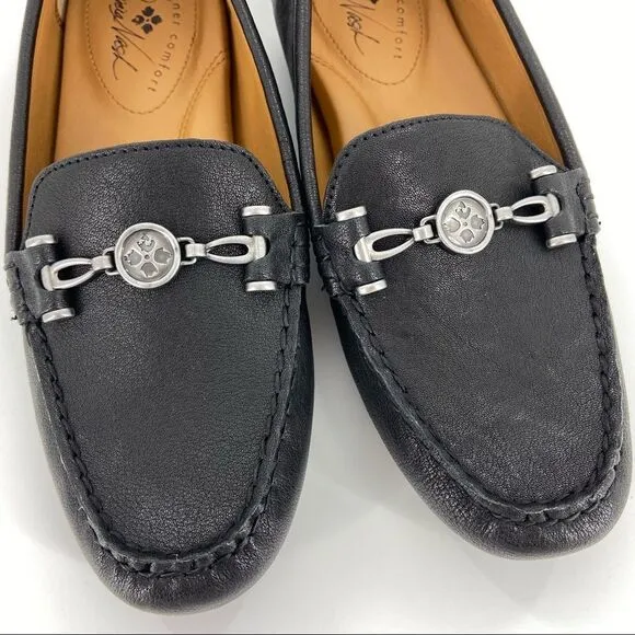 NEW Patricia Nash Black Trevi Slip On Leather Moc Casual Loafers Size 6