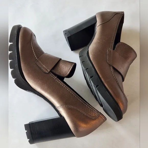 New! || PAUL GREEN || Nina bronze loafer, stacked heel, size 8