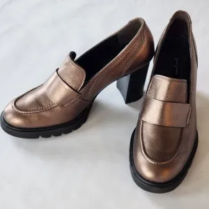 New! || PAUL GREEN || Nina bronze loafer, stacked heel, size 8