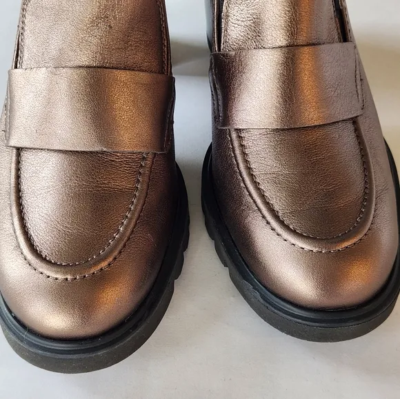 New! || PAUL GREEN || Nina bronze loafer, stacked heel, size 8
