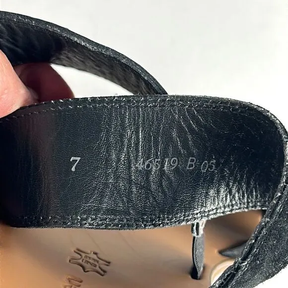 NEW Paul Green Venice Flat Strappy Slide Sandals Black Suede Patent Leather 9,5