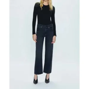 NEW PISTOLA lexi mid rise bowed straight jeans in black