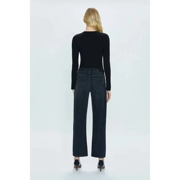 NEW PISTOLA lexi mid rise bowed straight jeans in black