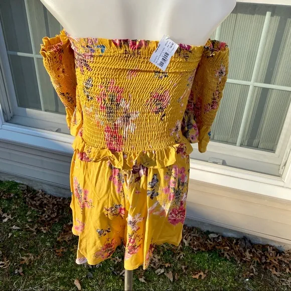 New Planet Blue Women Mustard Yellow Romper SZ XS