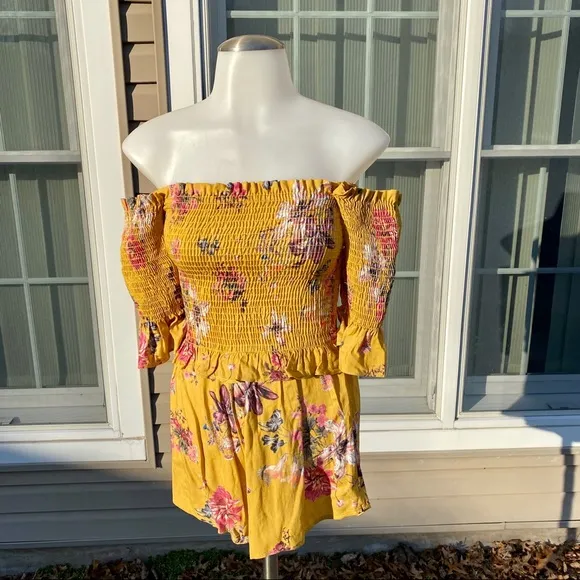 New Planet Blue Women Mustard Yellow Romper SZ XS