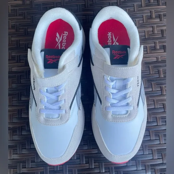 NEW Reebok Kids' Classic Nylon Athletic Low TopShoes White Grey Red