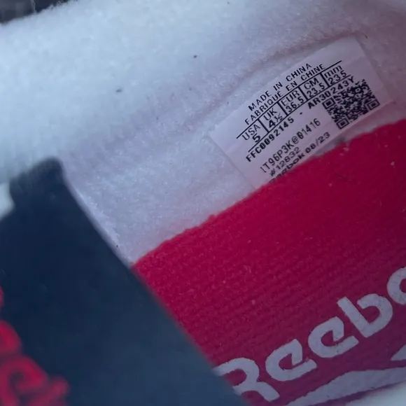 NEW Reebok Kids' Classic Nylon Athletic Low TopShoes White Grey Red