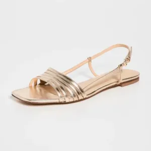 NEW Reformation Millie Lattice Flat Sandals Gold - Size 10.5
