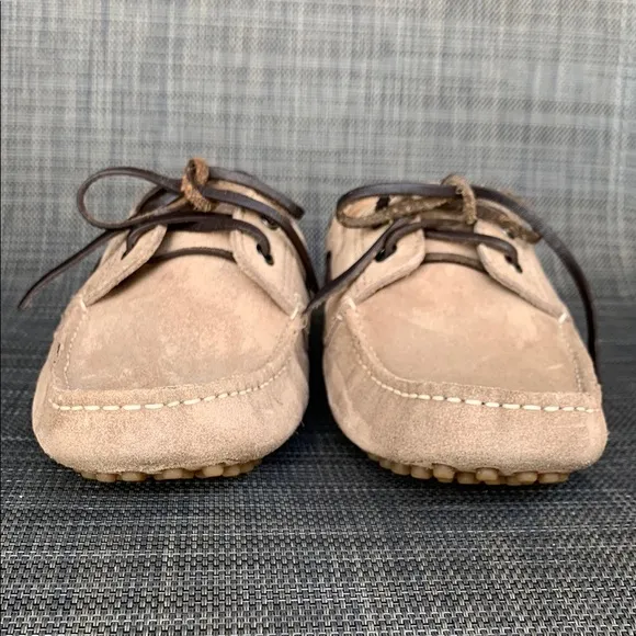 New Republic Tyre Sole Laced Driving Loafers Taupe Suede Moccasin Shoes Men’s 8