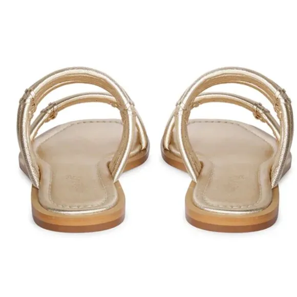 NEW SAINT G Leather Zoya Flat Sandals Platin for women 462mn