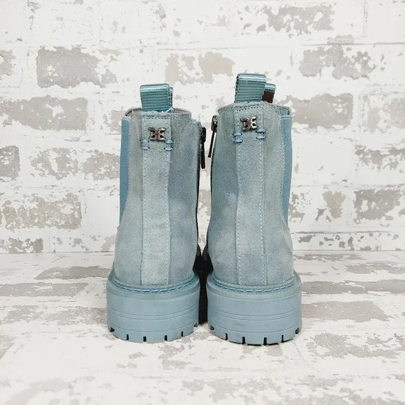 NEW Sam Edelman Kids Laguna Blue Suede Slip On Ankle Boots T455