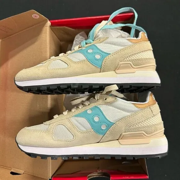 New Saucony Shadow Original Retro Classics Sneakers 8 Tan Turquoise