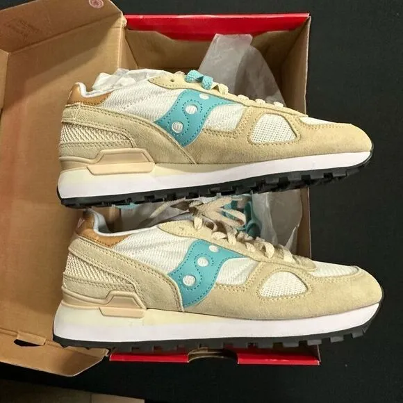 New Saucony Shadow Original Retro Classics Sneakers 8 Tan Turquoise