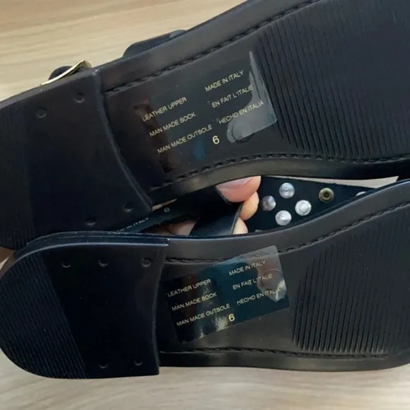 NEW Seychelles Black Day of Rest Studs Leather Flat Sandal US 6