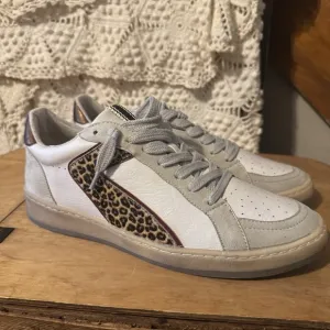New Shu Shop Womens Salma Vintage Fashion Sneakers, Gold, Maroon &amp; Leopard