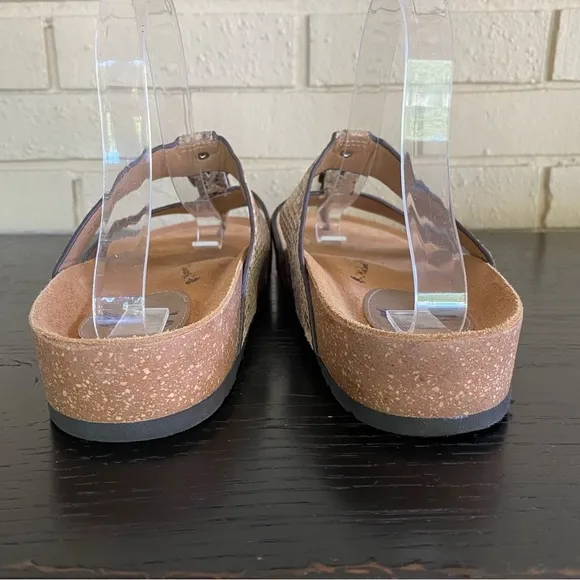 NEW Sofft Sandals Womens 10 Bettina Two Straps Leather Snakeskin Casual Comfort