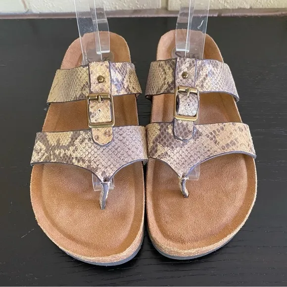 NEW Sofft Sandals Womens 10 Bettina Two Straps Leather Snakeskin Casual Comfort