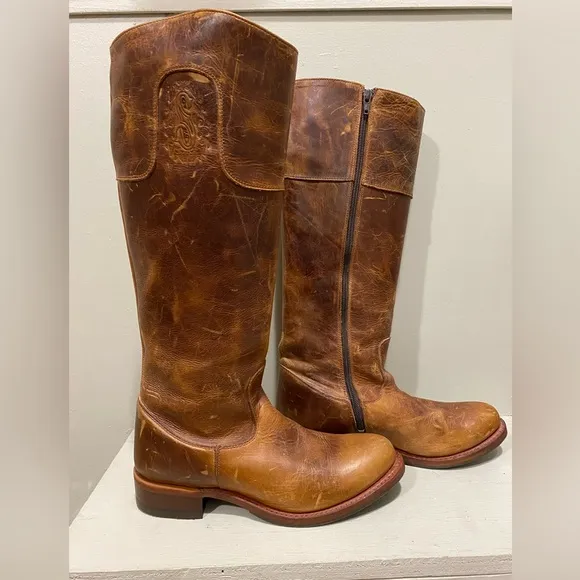 New Sonora Women’s Brown Leather Distressed Riding Boots
