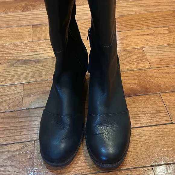 New Sorel Black Cate Boots Tall Leather and Suede