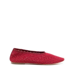 NEW STAUD women's alba ballet flat in red crochet
