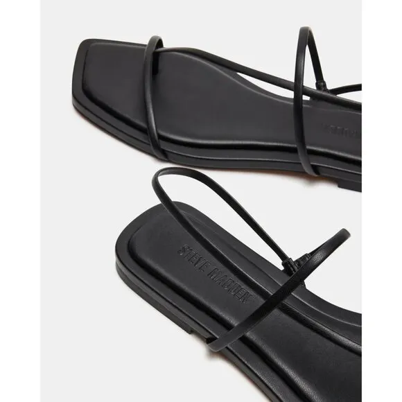 NEW Steve Madden Lynley Flat Strappy Sandals in Black