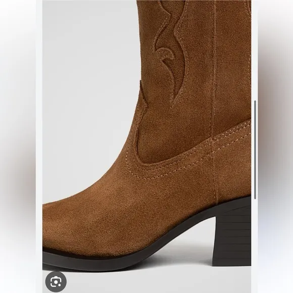 NEW Stradivarius leather cowboy boots 9853/470