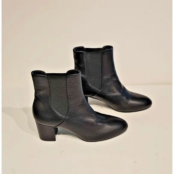 NEW Stuart Weitzman 60MM Yuliana Block Heel Leather Chelsea Boots SIZE 5.5