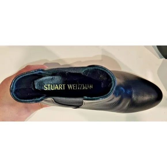 NEW Stuart Weitzman 60MM Yuliana Block Heel Leather Chelsea Boots SIZE 5.5