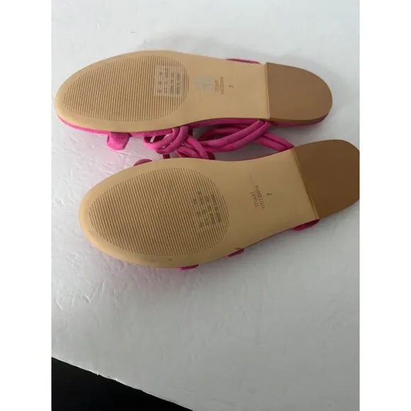 NEW Stuart Weitzman Pink Suede Twist Knot Flat Sandal Size 7 EU 37.5