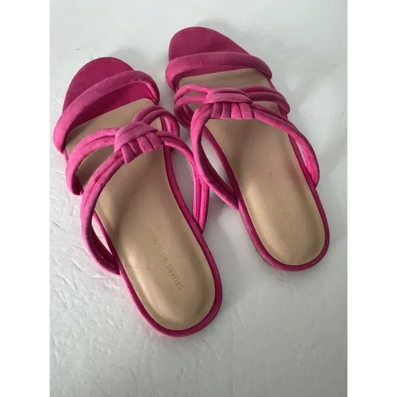 NEW Stuart Weitzman Pink Suede Twist Knot Flat Sandal Size 7 EU 37.5
