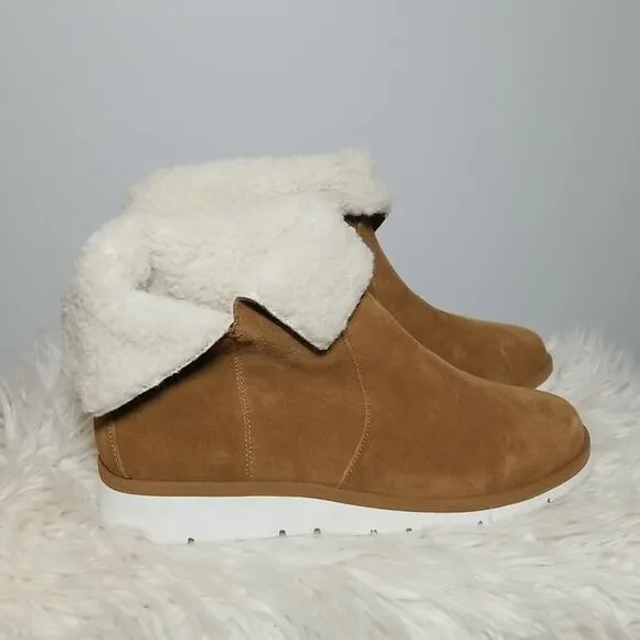 NEW! Susina Brown Suede Faux Shearling Ankle Boots