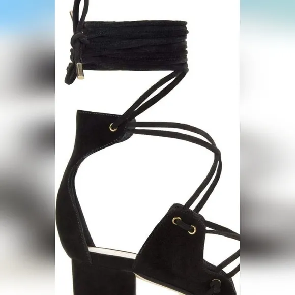 NEW! Tamara Mellon, Black Suede Dare Sandals 55mm, Size 35, NIB