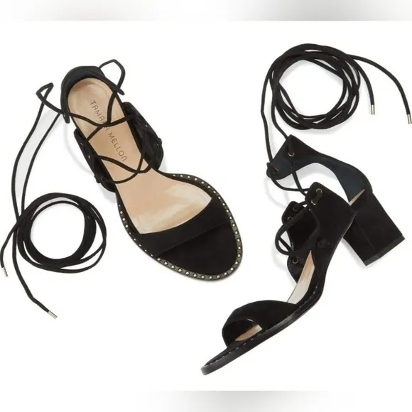 NEW! Tamara Mellon, Black Suede Dare Sandals 55mm, Size 35, NIB