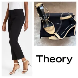 New! THEORY Glossy Patent Strappy Heeled Sandals