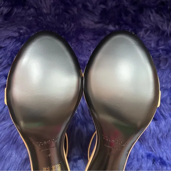 New! THEORY Glossy Patent Strappy Heeled Sandals