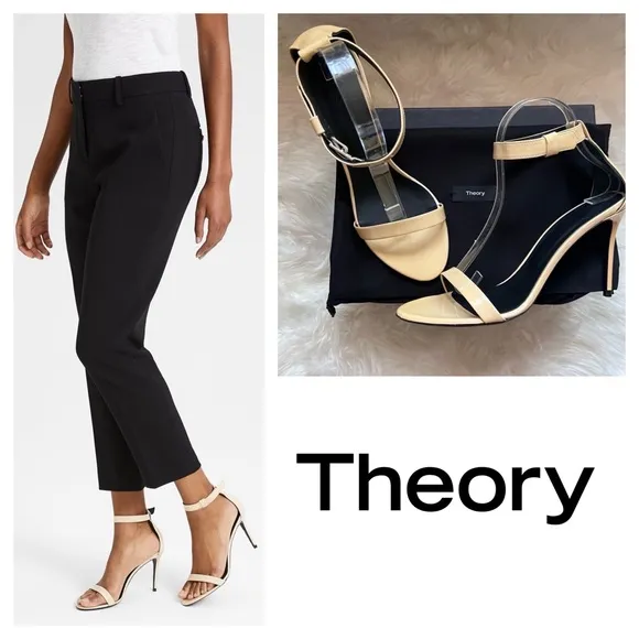 New! THEORY Glossy Patent Strappy Heeled Sandals