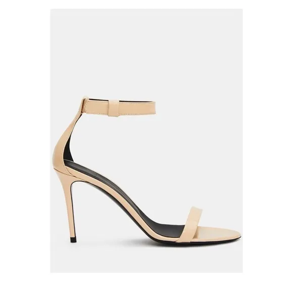 New! THEORY Glossy Patent Strappy Heeled Sandals