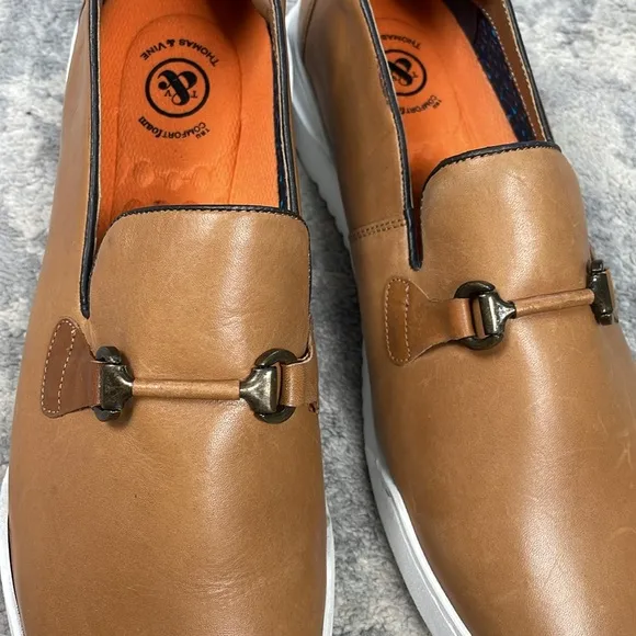 New Thomas &amp; Vine Dane Horsebit Loafers Sneakers Brown Leather Lightweight 13