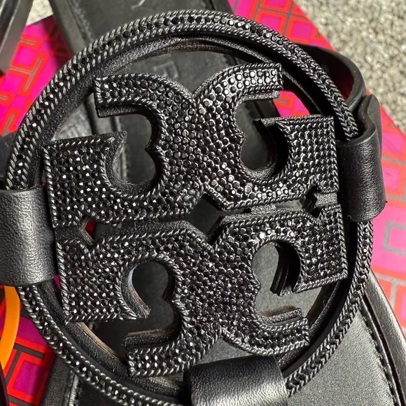 NEW!! Tory Burch Black Pave Miller Sandals