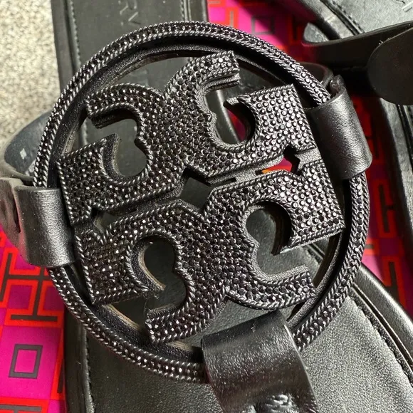 NEW!! Tory Burch Black Pave Miller Sandals