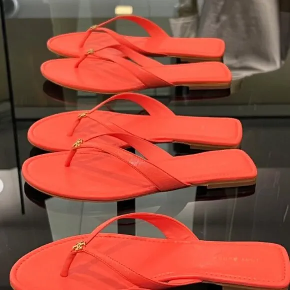 NEW TORY BURCH Leather Classic Sandals coral crush for women 252