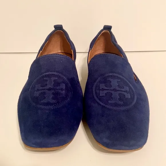New Tory Burch Leigh Blue Suede Loafers Size 7