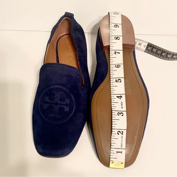 New Tory Burch Leigh Blue Suede Loafers Size 7